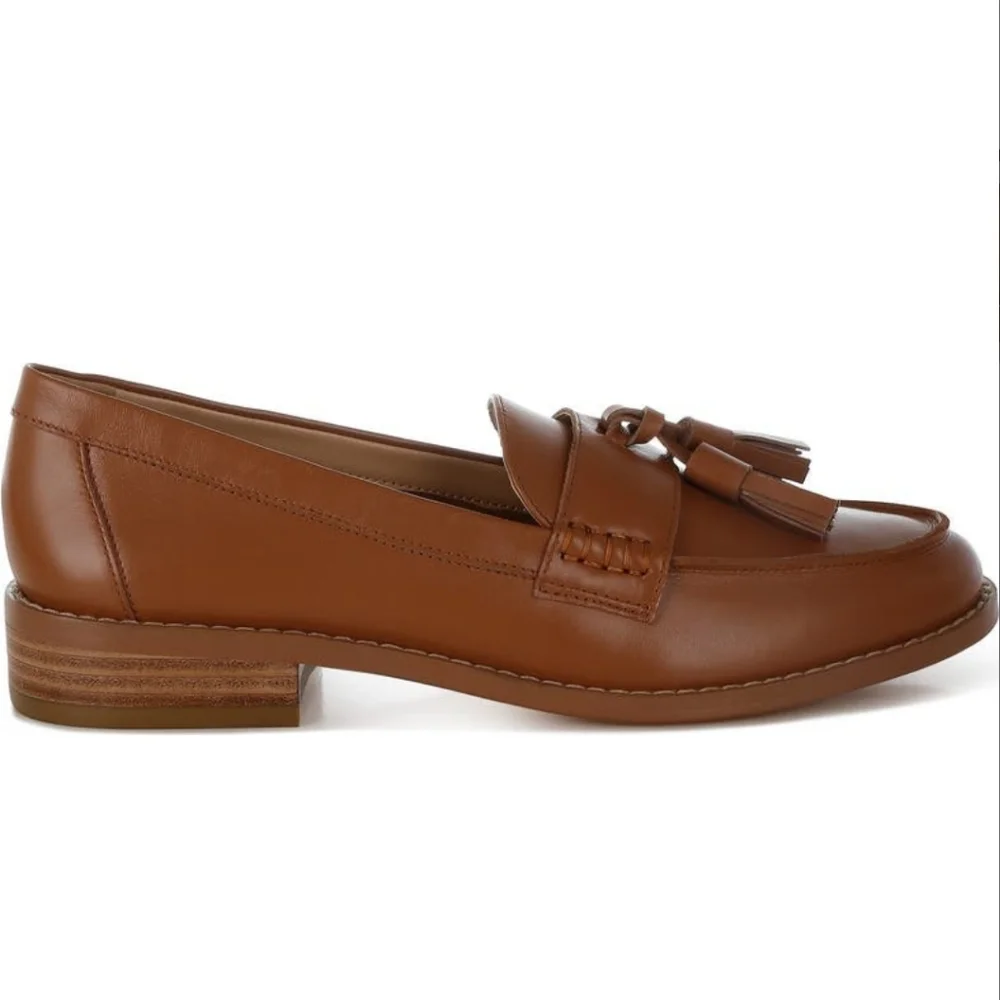 Leather Tassel Tan Loafer Women' 10M Smooth & Soft Leather Classic Rag & Co